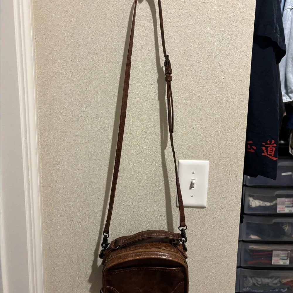 Frye Melissa Top Handle Leather Crossbody Bag in Dark Brown - Picture 3 of 6